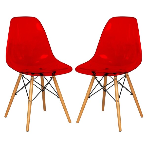 Kd Americana Dover Molded Side Chair - Transparent Red - Set of 2 - KD3034427