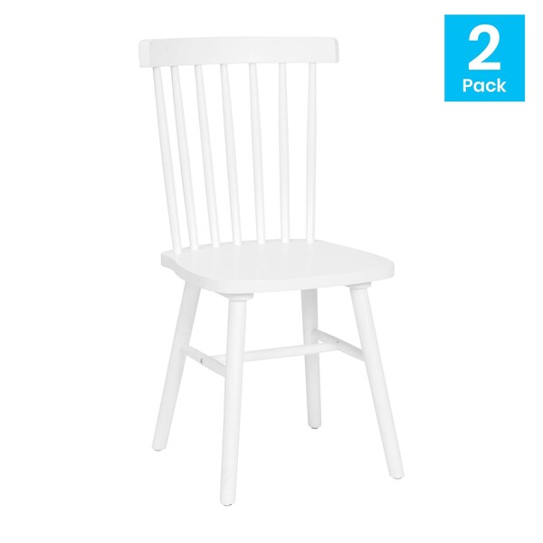 Flash Furniture White Commercial Wooden Spindle Back Chairs, PK 2 - ZH-8101WR-WH-2-GG