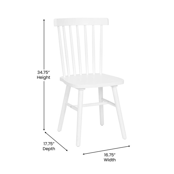 Flash Furniture White Commercial Wooden Spindle Back Chairs, PK 2 - ZH-8101WR-WH-2-GG