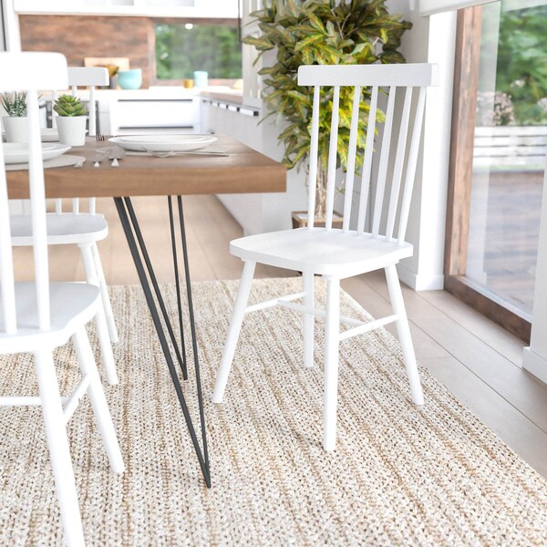 Flash Furniture White Commercial Wooden Spindle Back Chairs, PK 2 - ZH-8101WR-WH-2-GG