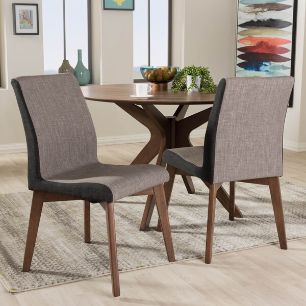 Baxton Studio Kimberly Mid-Century Modern Beige and Brown Dining Chair, PK2 - 134-7181