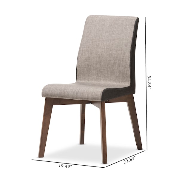 Baxton Studio Kimberly Mid-Century Modern Beige and Brown Dining Chair, PK2 - 134-7181