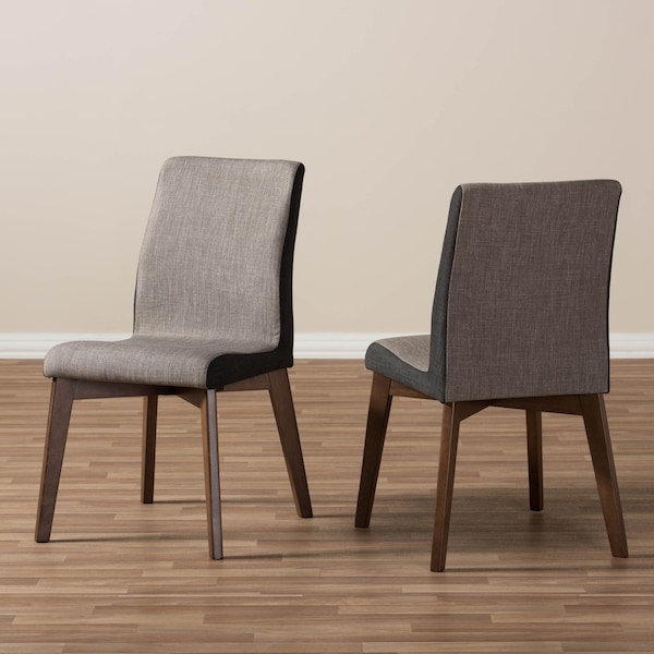 Baxton Studio Kimberly Mid-Century Modern Beige and Brown Dining Chair, PK2 - 134-7181