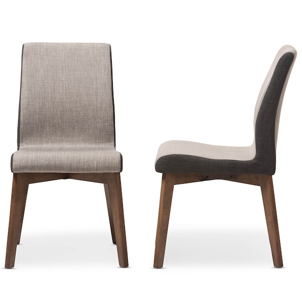 Baxton Studio Kimberly Mid-Century Modern Beige and Brown Dining Chair, PK2 - 134-7181