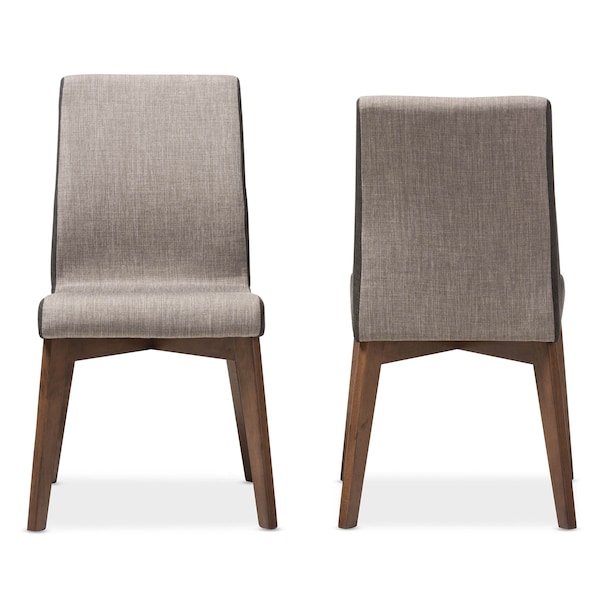 Baxton Studio Kimberly Mid-Century Modern Beige and Brown Dining Chair, PK2 - 134-7181