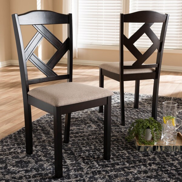 Baxton Studio Ruth Beige Upholstered and Dark Brown Finished Dining Chair, PK2 - 142-8027