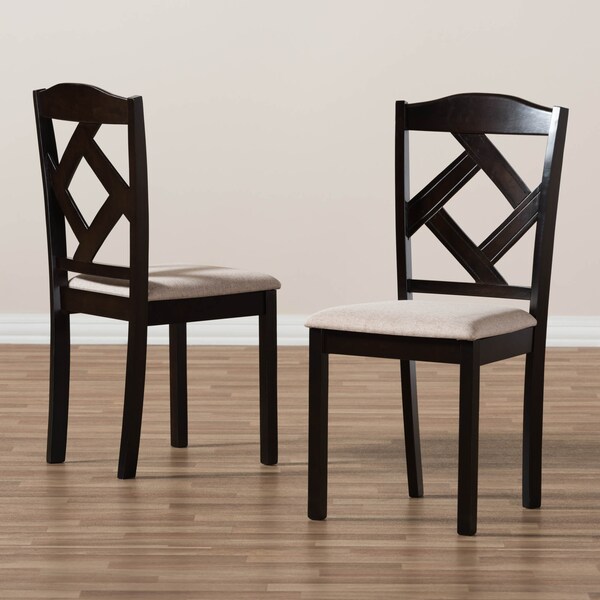 Baxton Studio Ruth Beige Upholstered and Dark Brown Finished Dining Chair, PK2 - 142-8027
