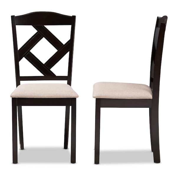 Baxton Studio Ruth Beige Upholstered and Dark Brown Finished Dining Chair, PK2 - 142-8027