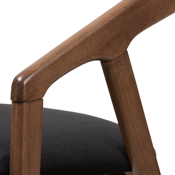Baxton Studio Black Velvet and Walnut Medium Brown Wood Finishing Dining Chair, PK2 - 142-8025