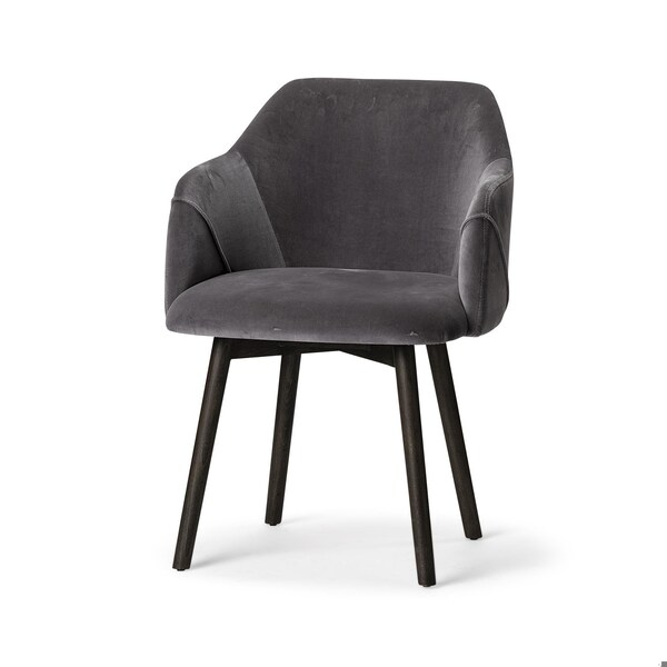 Homeroots Grey Velvet Wrap with Black Wooden Base Dining Chair - 380434