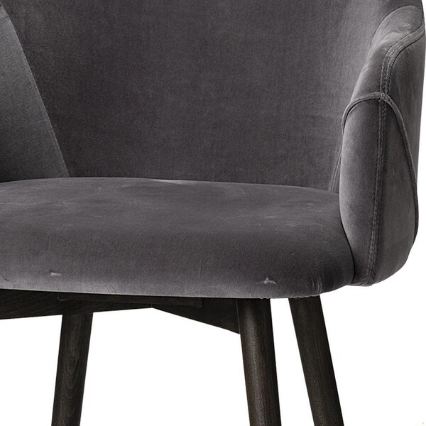 Homeroots Grey Velvet Wrap with Black Wooden Base Dining Chair - 380434