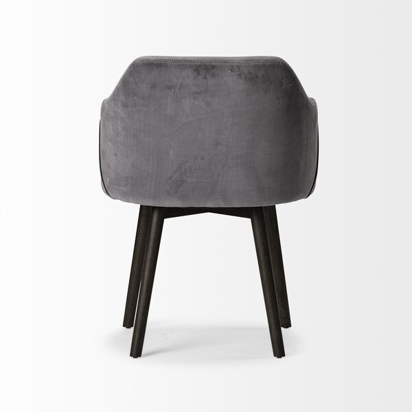 Homeroots Grey Velvet Wrap with Black Wooden Base Dining Chair - 380434