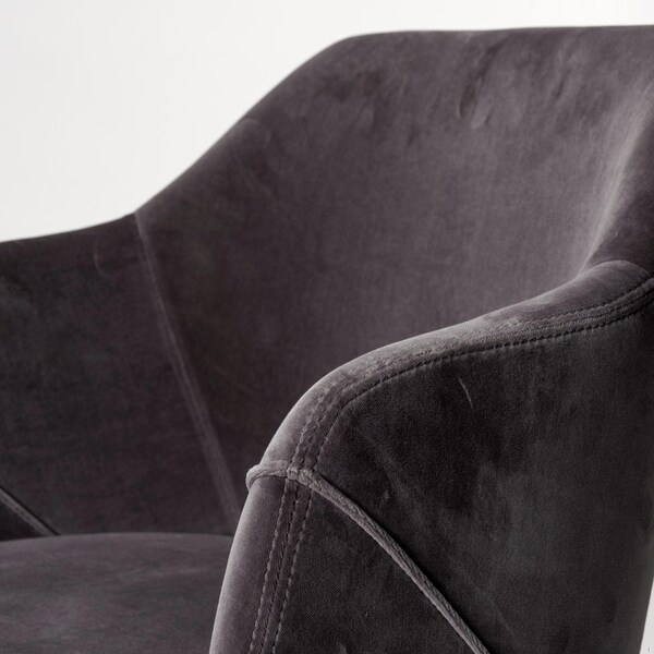 Homeroots Grey Velvet Wrap with Black Wooden Base Dining Chair - 380434