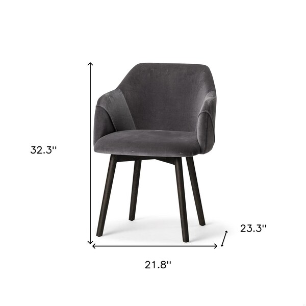 Homeroots Grey Velvet Wrap with Black Wooden Base Dining Chair - 380434