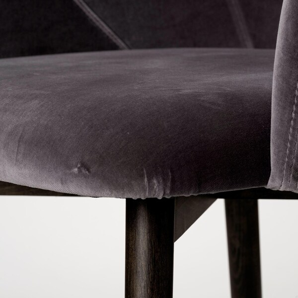 Homeroots Grey Velvet Wrap with Black Wooden Base Dining Chair - 380434