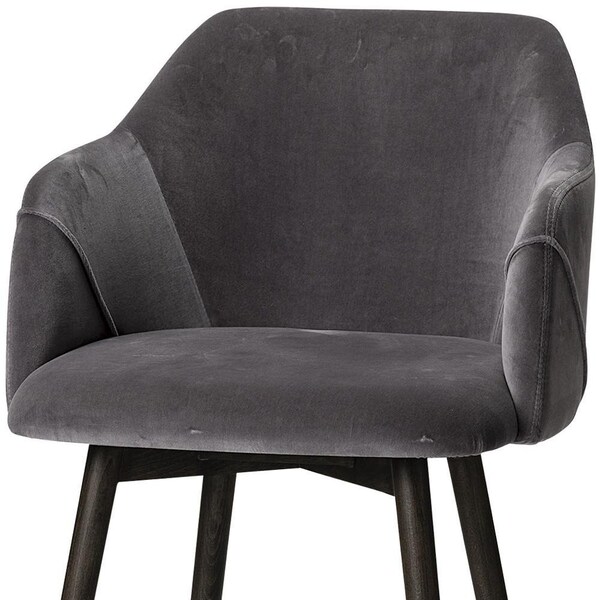Homeroots Grey Velvet Wrap with Black Wooden Base Dining Chair - 380434