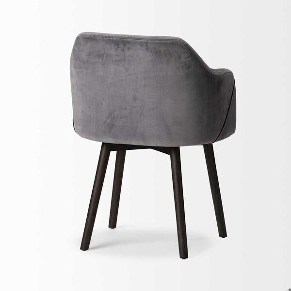 Homeroots Grey Velvet Wrap with Black Wooden Base Dining Chair - 380434