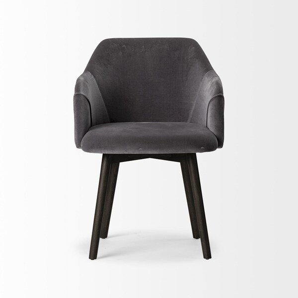 Homeroots Grey Velvet Wrap with Black Wooden Base Dining Chair - 380434