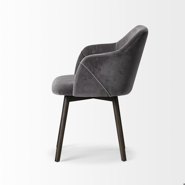 Homeroots Grey Velvet Wrap with Black Wooden Base Dining Chair - 380434