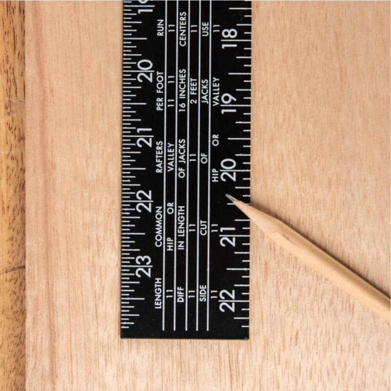 POWERTEC 24 in. x 16 in. Steel L Shaped Framing Square with Rafter Tables Standard and Metric Index Precision Measurement - 80008