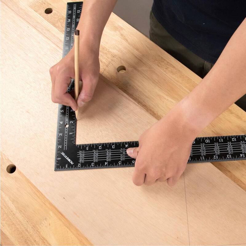 POWERTEC 24 in. x 16 in. Steel L Shaped Framing Square with Rafter Tables Standard and Metric Index Precision Measurement - 80008