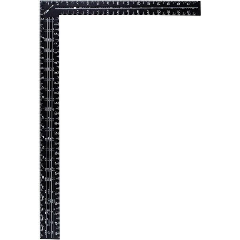 POWERTEC 24 in. x 16 in. Steel L Shaped Framing Square with Rafter Tables Standard and Metric Index Precision Measurement - 80008