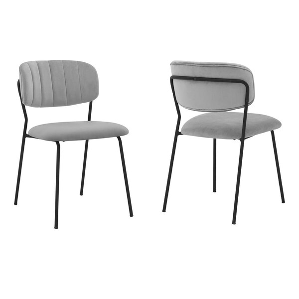 Armen Living Carlo Dining Room Chairs, Grey Velvet & Metal, 2PK - LCCOSIBLGR