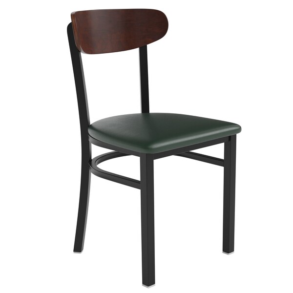 Flash Furniture Green Vinyl Seat Dining Chair with Walnut Wood Back - XU-DG6V5GNV-WAL-GG