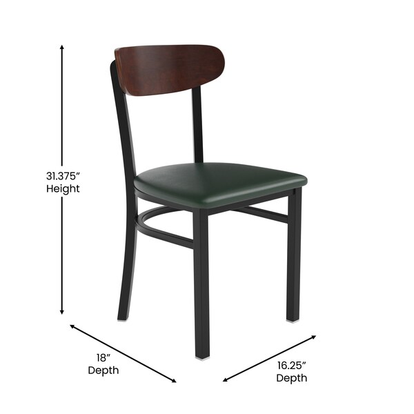Flash Furniture Green Vinyl Seat Dining Chair with Walnut Wood Back - XU-DG6V5GNV-WAL-GG