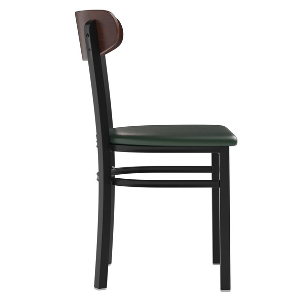 Flash Furniture Green Vinyl Seat Dining Chair with Walnut Wood Back - XU-DG6V5GNV-WAL-GG