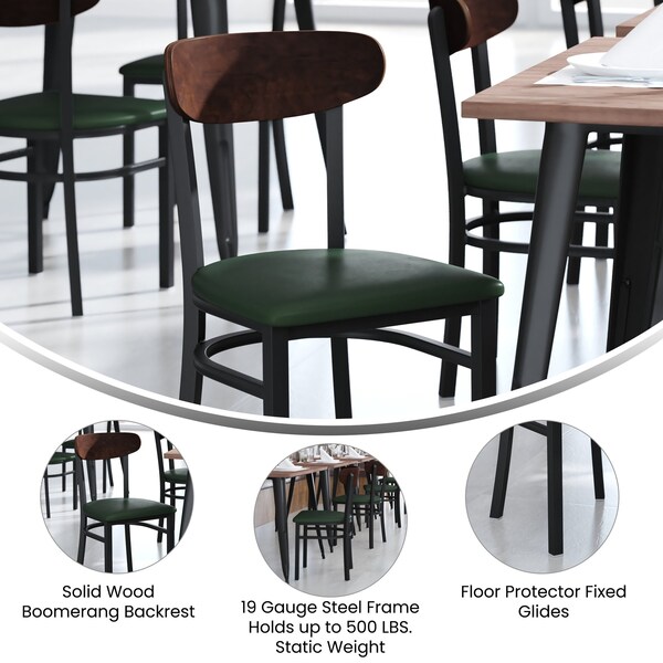Flash Furniture Green Vinyl Seat Dining Chair with Walnut Wood Back - XU-DG6V5GNV-WAL-GG