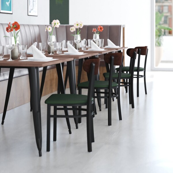Flash Furniture Green Vinyl Seat Dining Chair with Walnut Wood Back - XU-DG6V5GNV-WAL-GG