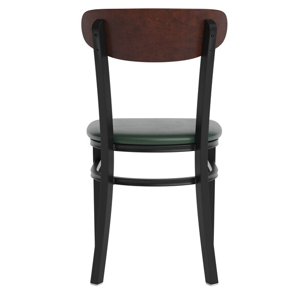 Flash Furniture Green Vinyl Seat Dining Chair with Walnut Wood Back - XU-DG6V5GNV-WAL-GG