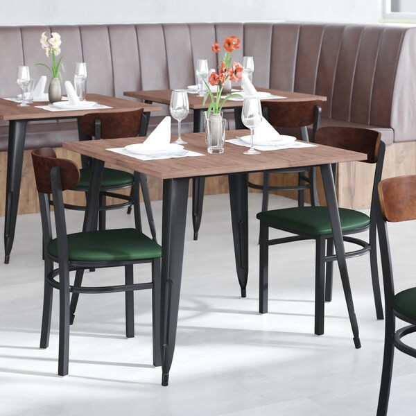 Flash Furniture Green Vinyl Seat Dining Chair with Walnut Wood Back - XU-DG6V5GNV-WAL-GG