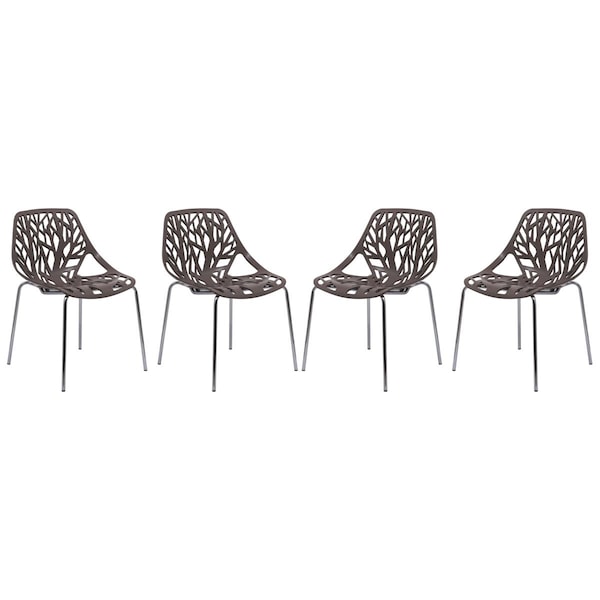Kd Americana Modern Asbury Dining Chair with Chromed Legs - Taupe, 4PK - KD3035886