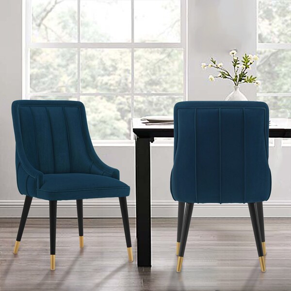 Manhattan Comfort Modern Eda Velvet Dining Chair in Midnight Blue - DC073-BL