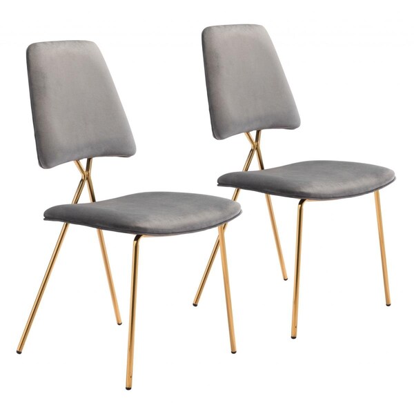 Homeroots 35.8 x 19.7 x 21.9 in. Gray & Gold Modern x Dining Chairs - 394753