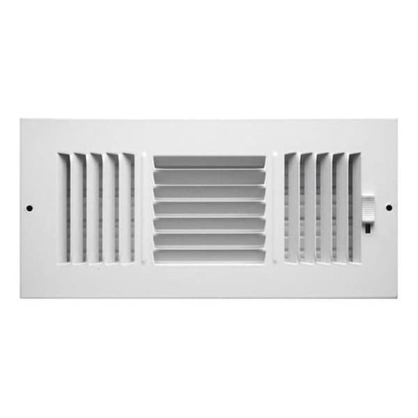 Greystone Greystone C103M10X04 3-Way Sidewall Ceiling Register  White - 10 x 4 in. - 4302337