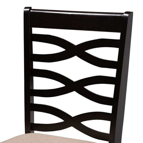 Baxton Studio Lanier Sand Upholstered Espresso Brown Finished Wood Dining Chair, PK4 - 153-9405