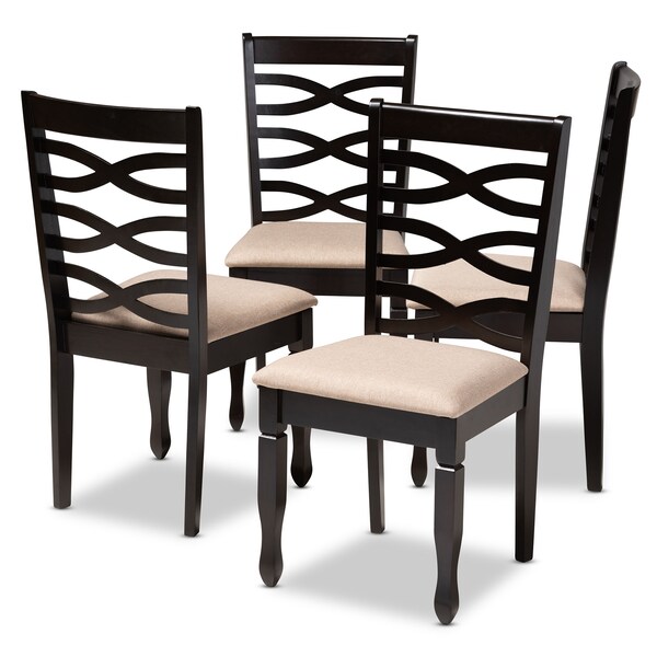 Baxton Studio Lanier Sand Upholstered Espresso Brown Finished Wood Dining Chair, PK4 - 153-9405