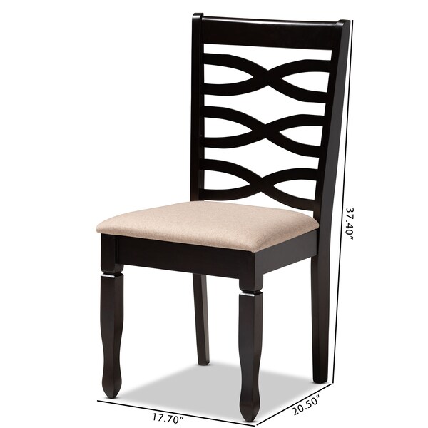 Baxton Studio Lanier Sand Upholstered Espresso Brown Finished Wood Dining Chair, PK4 - 153-9405