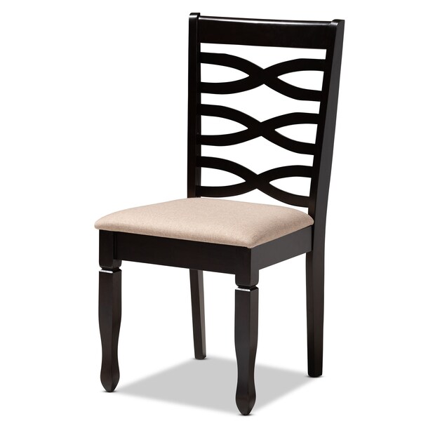Baxton Studio Lanier Sand Upholstered Espresso Brown Finished Wood Dining Chair, PK4 - 153-9405