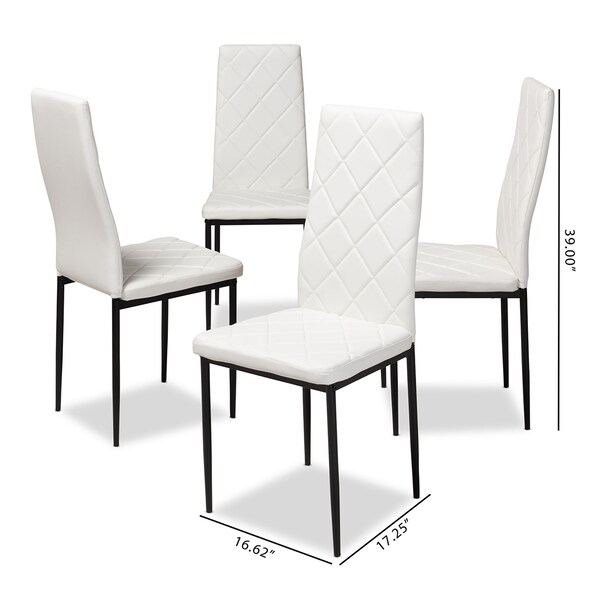 Baxton Studio Blaise Modern White Faux Leather Upholstered Dining Chair, PK4 - 146-8783
