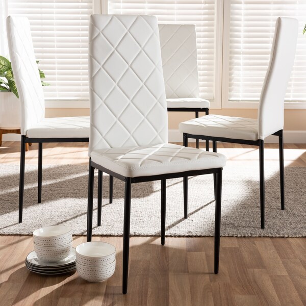 Baxton Studio Blaise Modern White Faux Leather Upholstered Dining Chair, PK4 - 146-8783