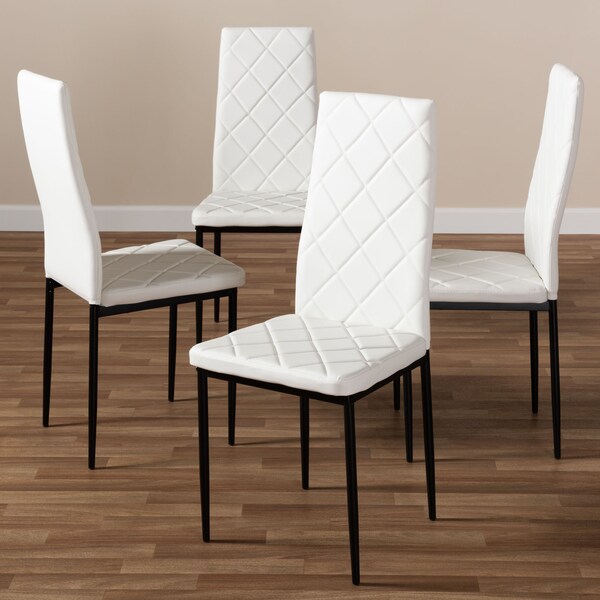Baxton Studio Blaise Modern White Faux Leather Upholstered Dining Chair, PK4 - 146-8783