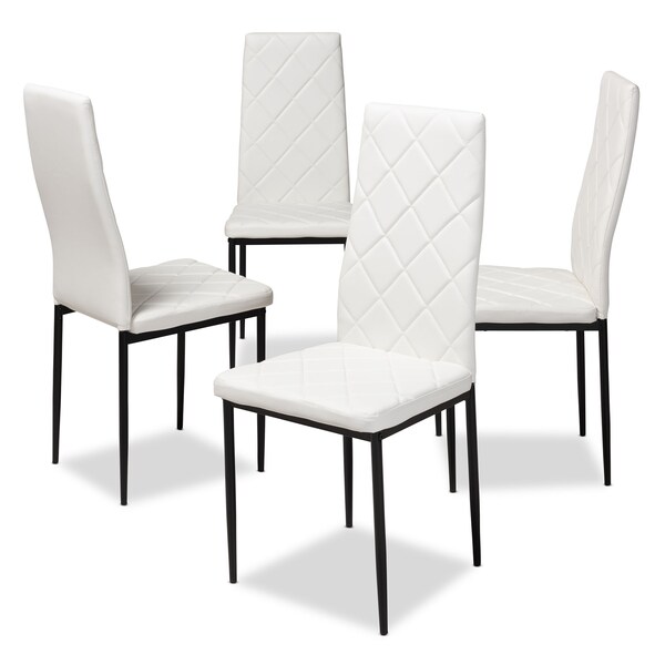 Baxton Studio Blaise Modern White Faux Leather Upholstered Dining Chair, PK4 - 146-8783