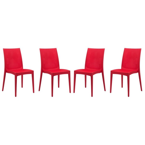 Kd Americana 35 x 16 in. Weave Mace Indoor & Outdoor Armless Dining Chair, Red, 4PK - KD3589138