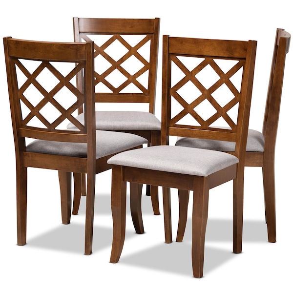 Baxton Studio Brigitte Grey Upholstered and Walnut Wood 4-Piece Dining Chair Set - 167-9874