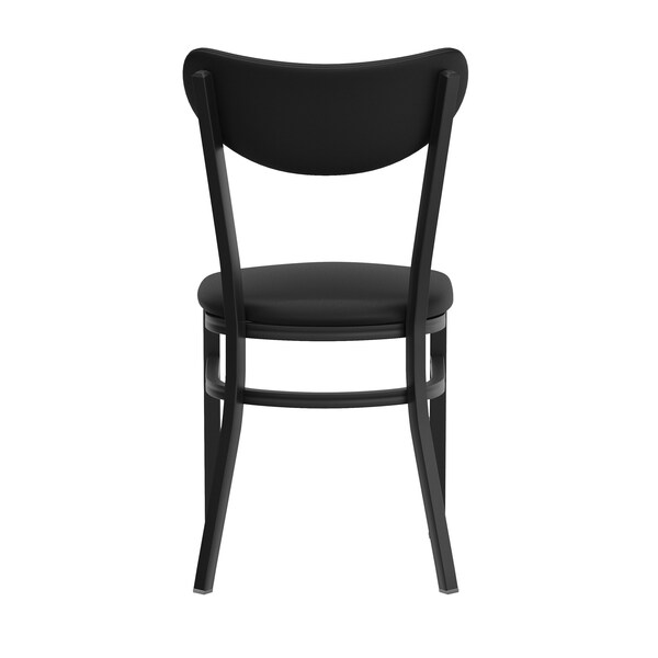 Flash Furniture Wright Dining Chairs w/500LB Cap Blk Steel Frame, Blk Vinyl Boomerang Back, Blk Vinyl Seat, 2PK - 2-XU-DG6V5BKV-BK-GG
