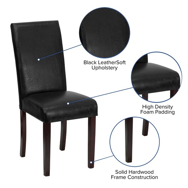 Flash Furniture 16 W, 19 L, 39 H - 6-BT-350-BK-LEA-023-GG
